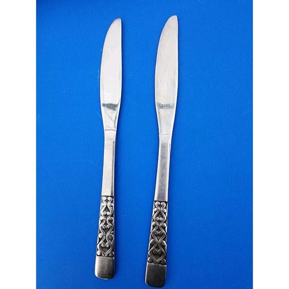 6 Vintage Nasco INTERMEZZO Stainless Flatware 4 Dinner Knives Knife MCM Korea - Picture 3 of 3